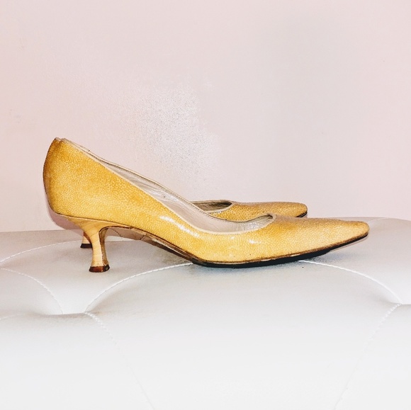 Manolo Blahnik gold mesh snake skin shimmer 👡 - Picture 3 of 8